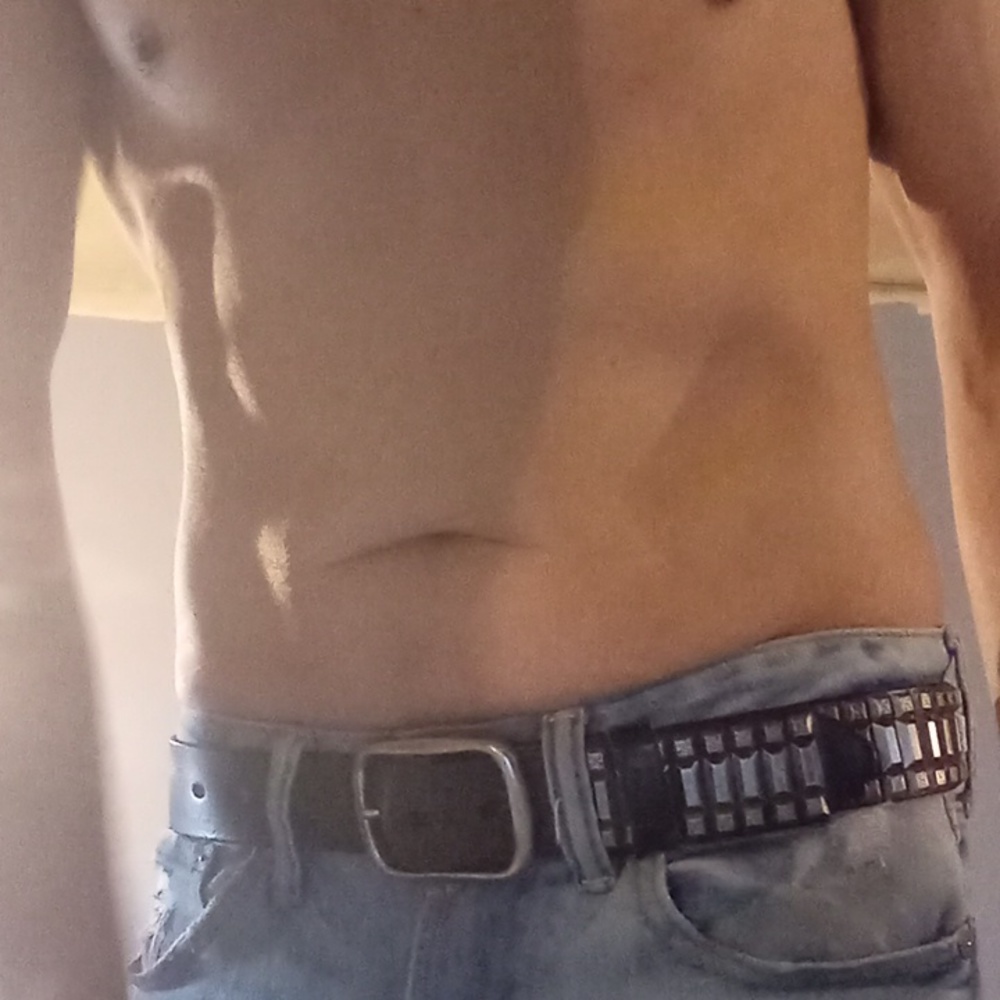 Custom cowhide leather belt black for 32 waist